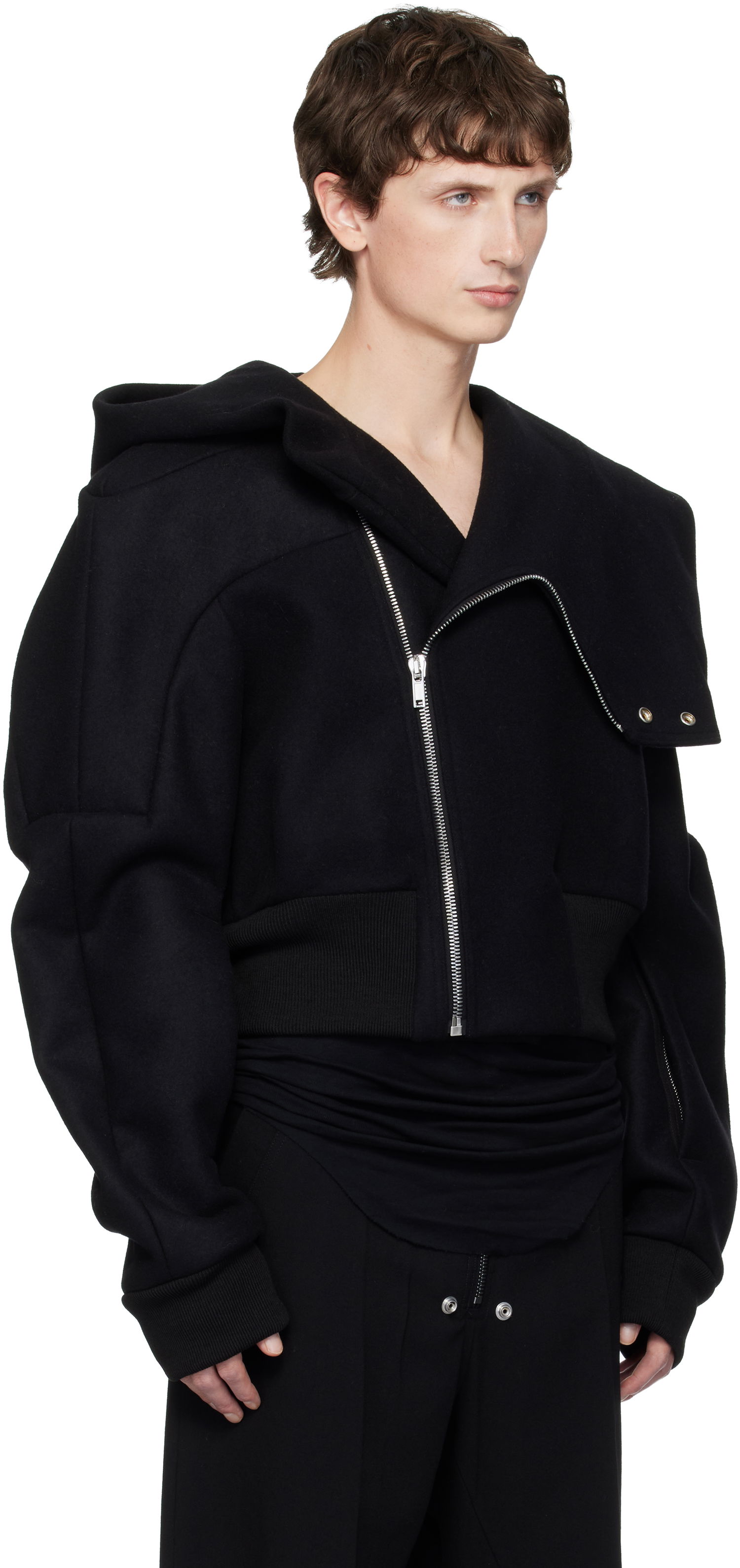 Яке бомбър Rick Owens Rick Owens Concordians Cropped Hooded Flight Bomber Jacket Черно | RU02E1761 WSF, 1