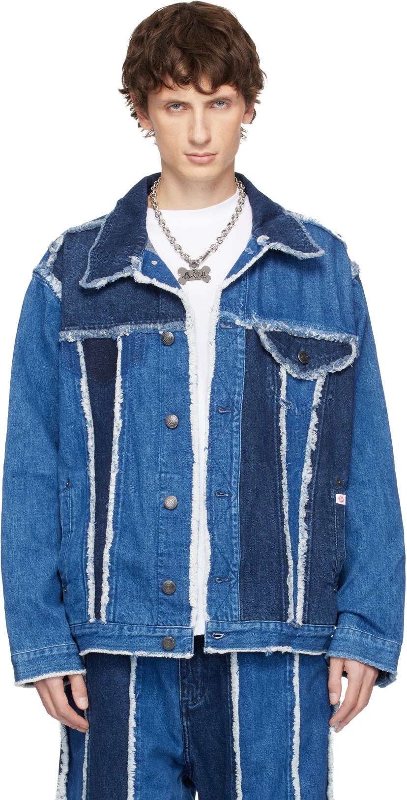 Яке Charles Jeffrey Loverboy Charles Jeffrey LOVERBOY Clash of Clans Edition Frayed Stripe Denim Jacket Многоцветен | 54010202