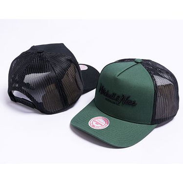 Шапка с козирка Mitchell & Ness Pinscript Trucker Olive/Black Зелено | HHSSINTL1144-MNNDKGN, 2