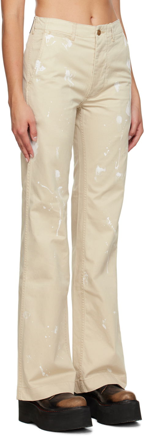 Панталони R13 R13 Jane Paint Splatter Trousers Бежово | R13WR175-R258D, 1