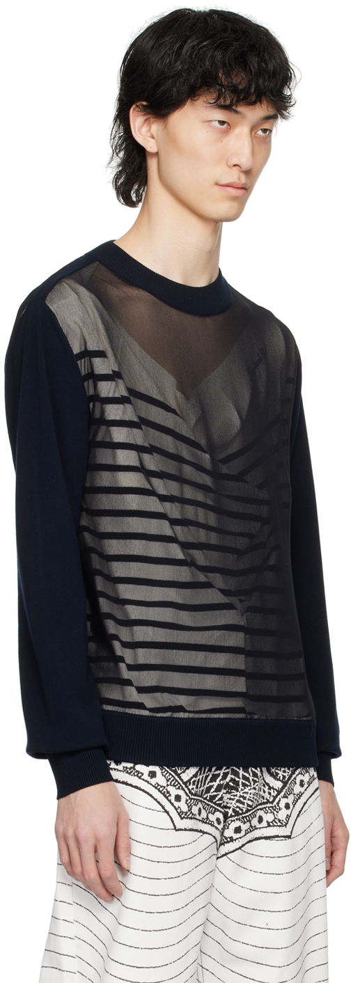 Пуловер Jean Paul Gaultier Gaultier Oversized Striped Sweater Тъмно синьо | 24/25-U-PL046B-M064-590100, 1