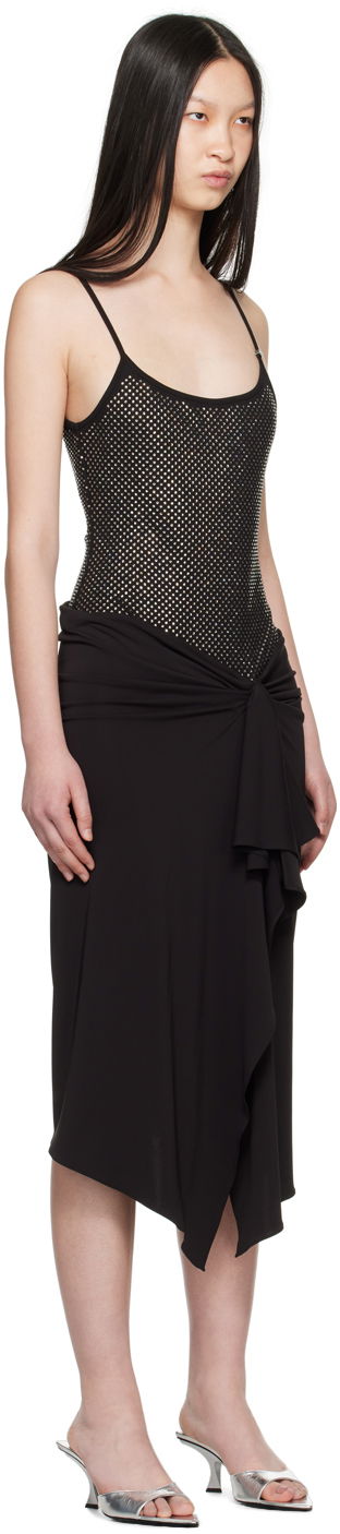 Pокля The Attico Attico Crystal-Cut Draped Midi Dress Черно | 248WCM152 RY02T, 1