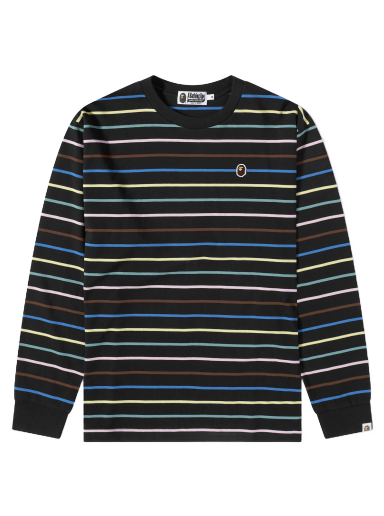 Тениска BAPE Stripe Long Sleeve T-Shirt Black Черно | 001LTJ301001M-BLK