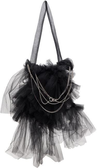 Голяма пазарска чанта Collina Strada Collina Strada Small Mist Tulle Tote Bag with Chains Черно | XX9019, 1