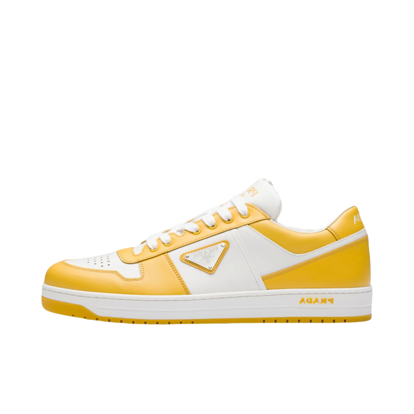 Кецове и обувки Prada Downtown Low Top Sneakers Leather White Yellow Sun Жълто | 2EE364_3LKG_F0A7U