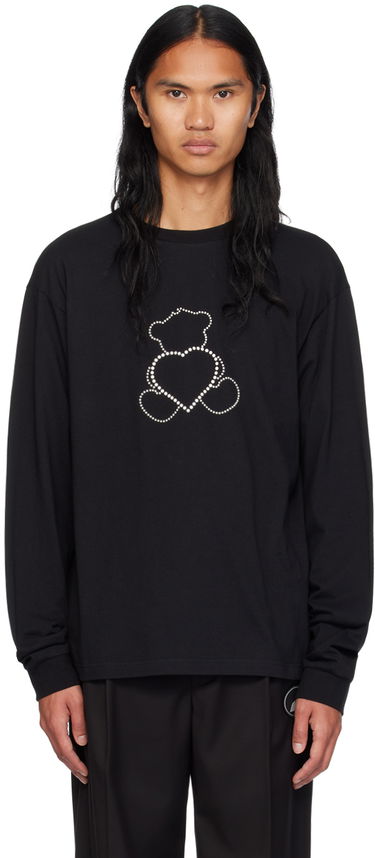 Тениска We11done Pearl Bear Long Sleeve T-Shirt Черно | WD-TT2-24-781-U-BK, 0