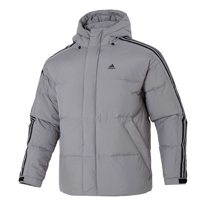 Пухо яке adidas Originals 3-Stripe Puff Down Coat Сиво | IT8733, 0