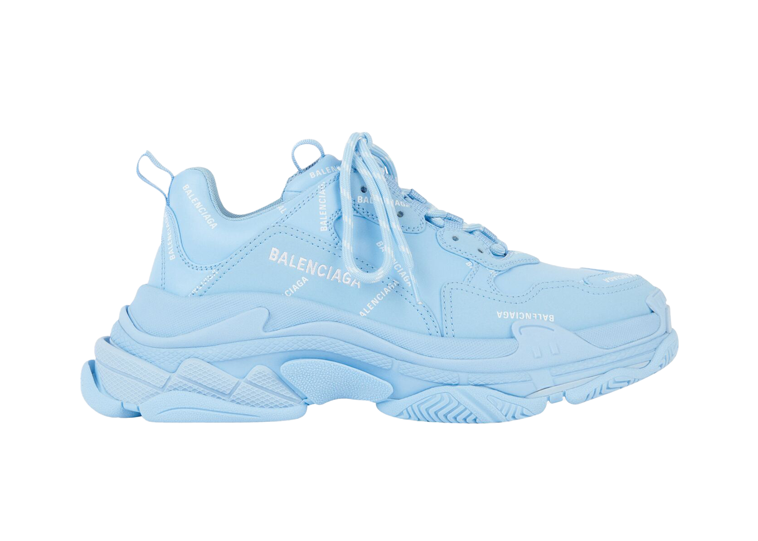 Кецове и обувки Balenciaga All Over Logo Triple S Blue Grey W Синьо | 524039W2FA14090, 0