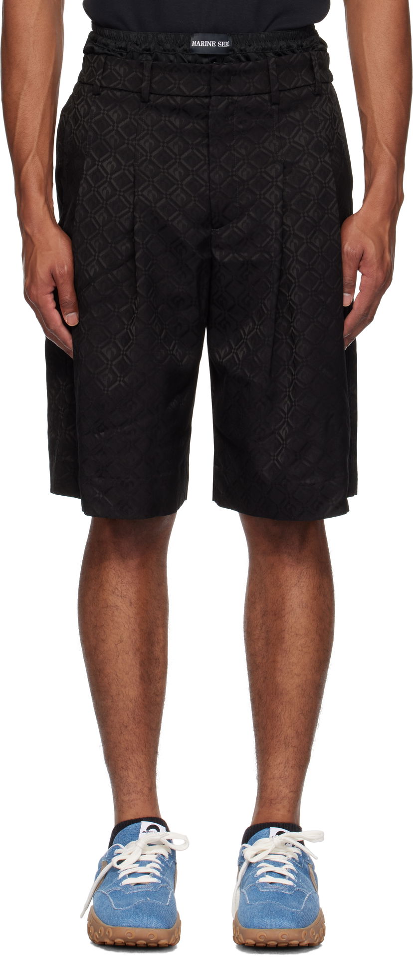 Къси панталони Marine Serre Moon Diamond Jacquard Tailoring Shorts Черно | MSH010A CWOV0024