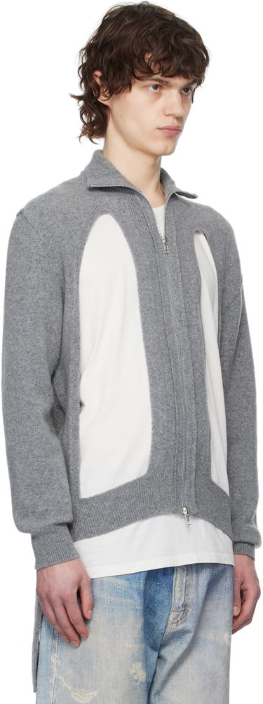 Пуловер Simone Rocha Simone Rocha Zip Up Cut Out Window Cardigan Сиво | LMK4M 0660, 1