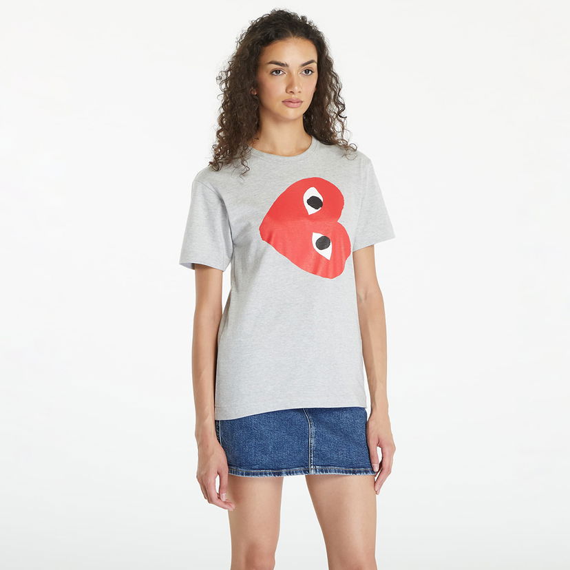 Тениска Comme des Garçons PLAY Logo Print Short Sleeve Tee UNISEX Grey Сиво | AX-T264 GREY