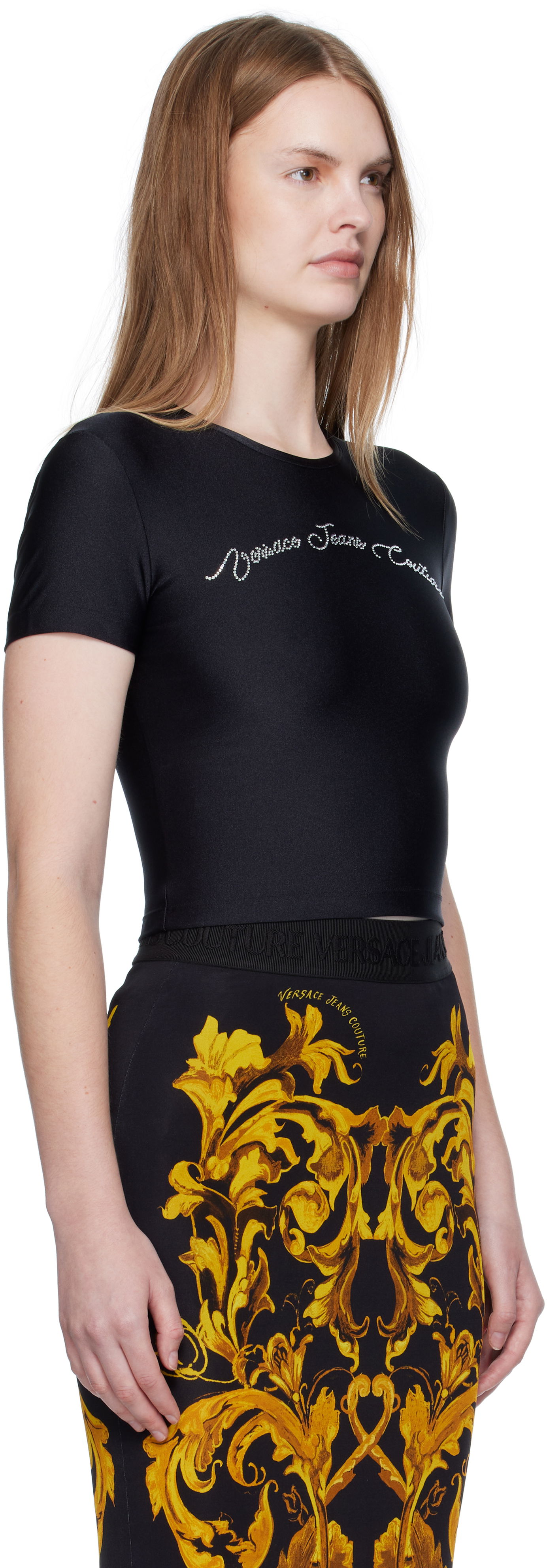 Тениска Versace Versace Jeans Couture Logo T-Shirt Черно | E79HAH6A2_EN0008, 1