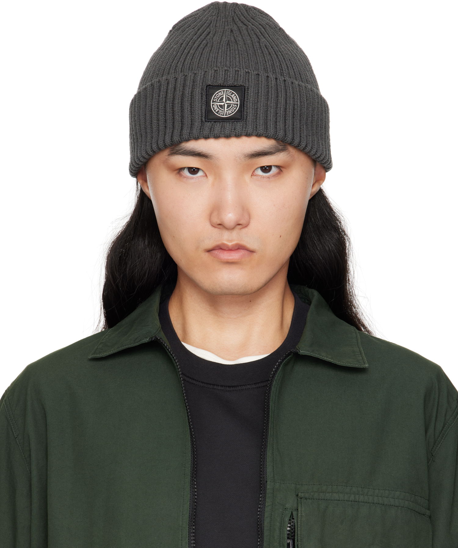 Шапка Stone Island Stone Island Full Rib RWS Wool Beanie Сиво | K2S15 N100002 S00C3, 0