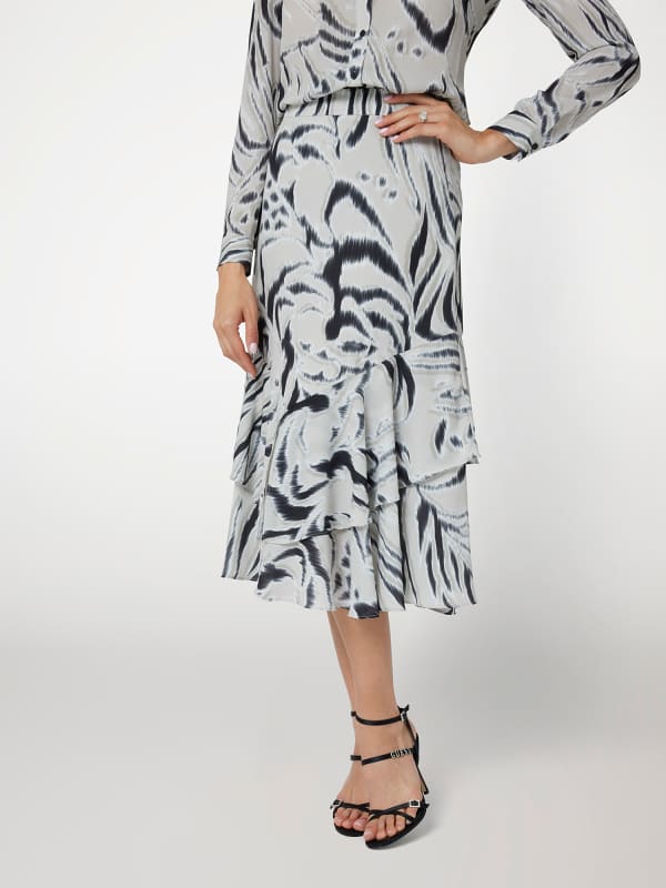 Пола GUESS Zebra Print Flowy Midi Skirt Сиво | W4BD83WGLA2, 0