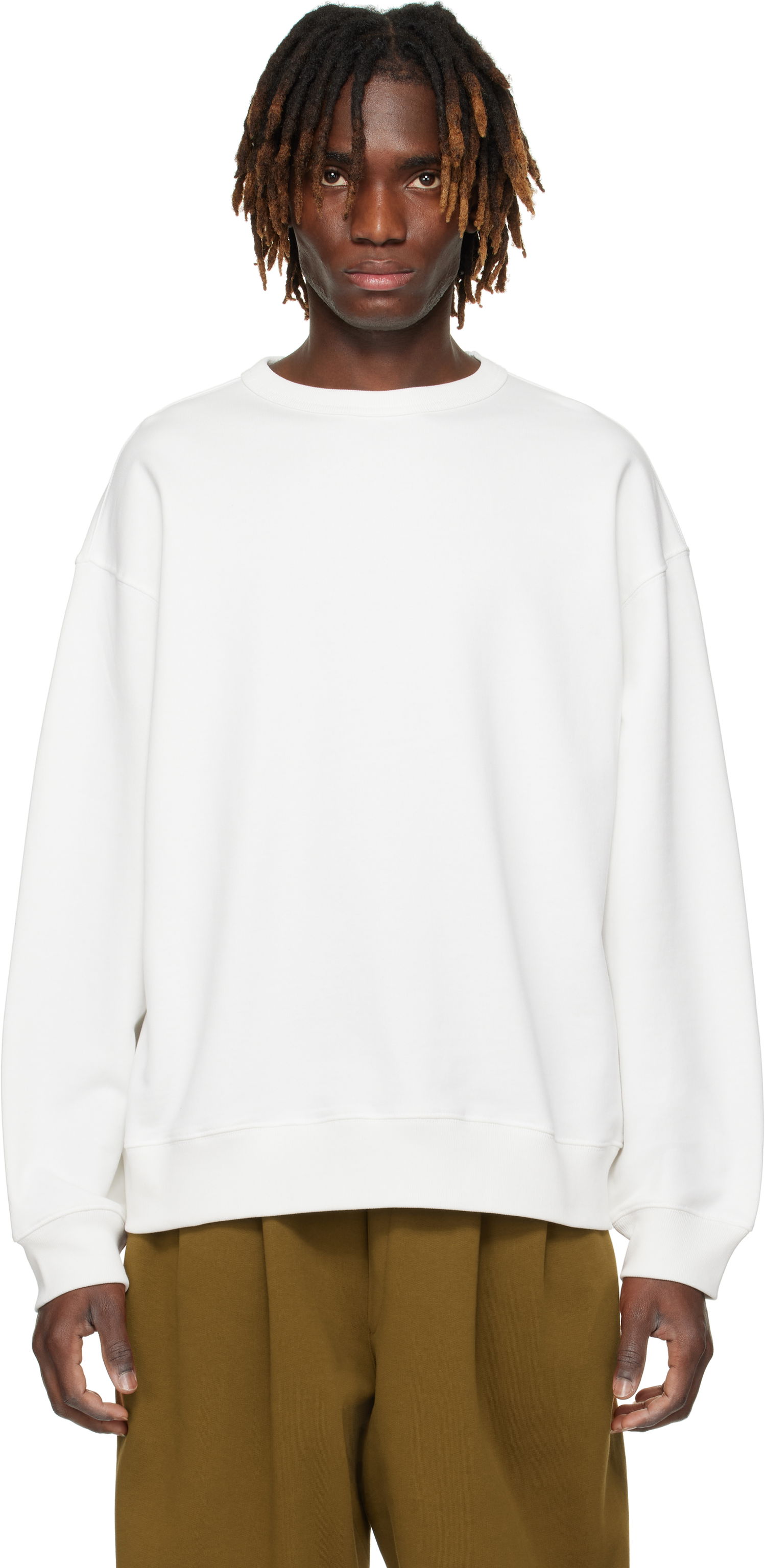 Пуловер Dries Van Noten Dries Van Noten Dropped Shoulders Sweatshirt Бяло | 251-021152-1610, 0