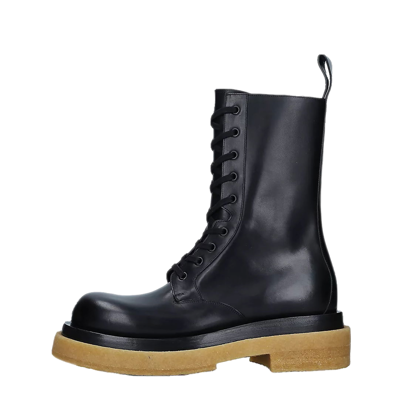 Кецове и обувки Bottega Veneta Lace Up Calf Leather Boots Черно | 667093VBS501000