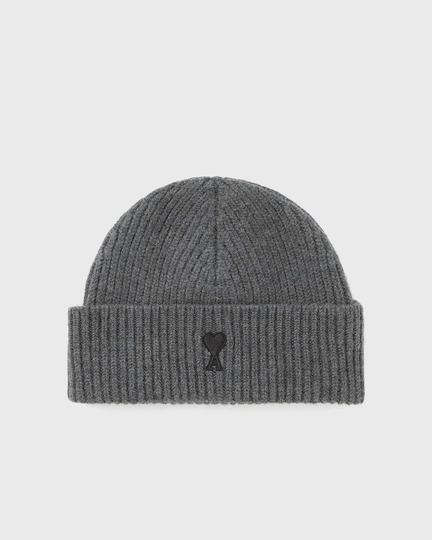 Шапка AMI AMI De Coeur Ribbed Knit Beanie Сиво | UBO006.018-0504, 0