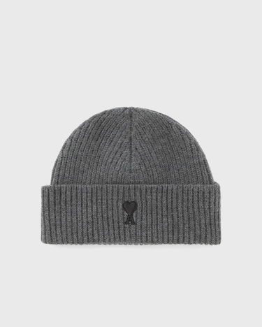 Шапка AMI AMI De Coeur Ribbed Knit Beanie Сиво | UBO006.018-0504, 0