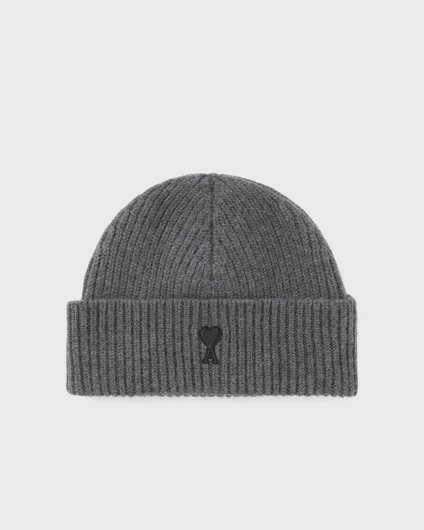 Шапка AMI AMI De Coeur Ribbed Knit Beanie Сиво | UBO006.018-0504
