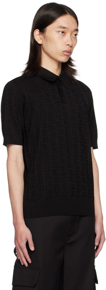 Поло тениска Dolce & Gabbana Dolce&Gabbana Logo Jacquard Polo Черно | GXZ15TJBSKE, 1