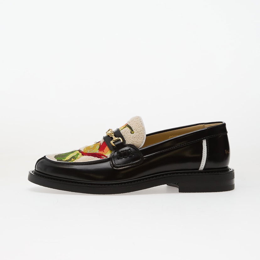 Кецове и обувки Filling Pieces Embroidered Loafer with Sherpa Trim and Gold Bit Черно | 112611303287130