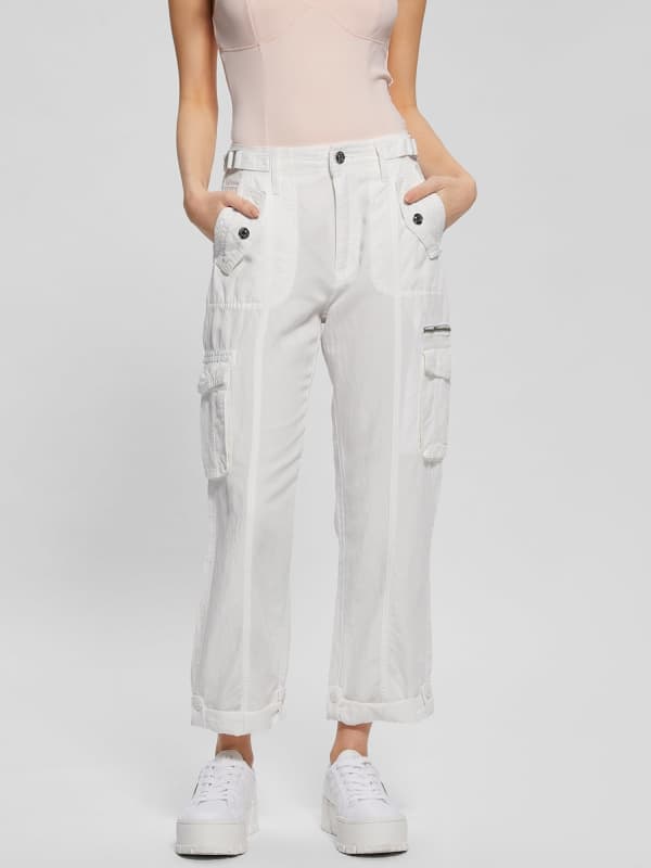 Панталони и дънки GUESS Mid Rise Cargo Pant Бяло | W4GA0AWGG40