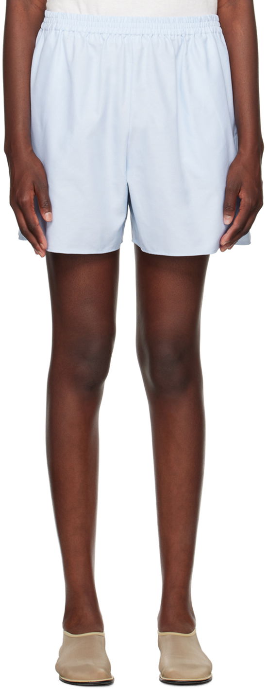 Къси панталони The Row Elastic Waistband Cotton Shorts Синьо | 7258-W2644