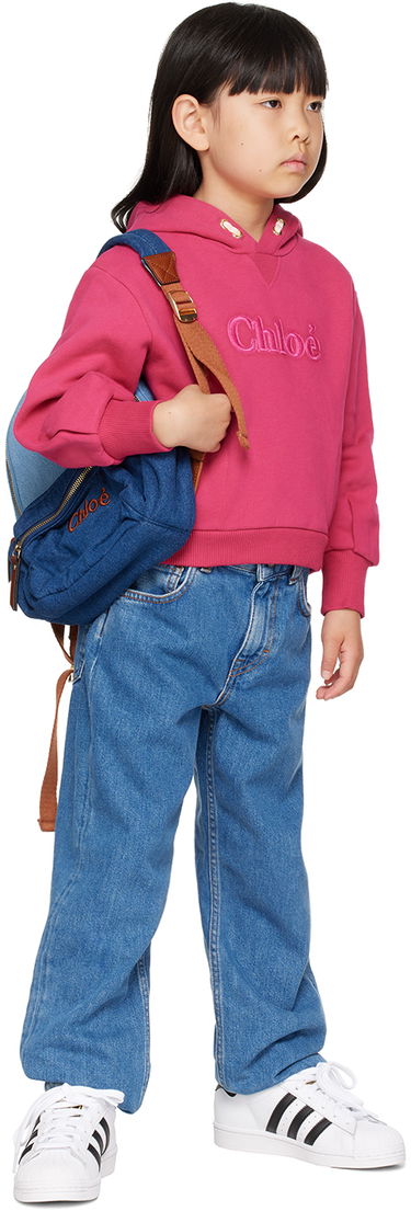 Раница CHLOÉ Chloé Embroidered Denim Backpack Синьо | C20280, 3