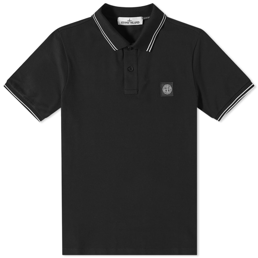 Поло тениска Stone Island Stretch Pique Tipped Polo Черно | 101522S18-V0029, 0