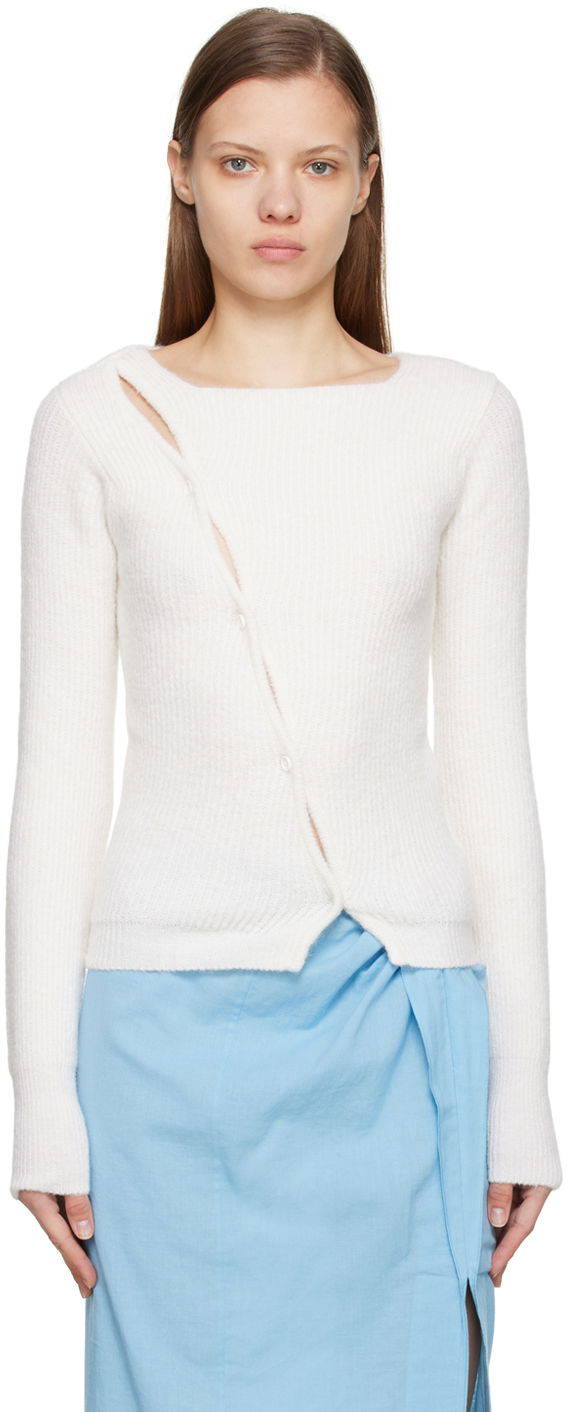 Пуловер Jacquemus Le Papier 'La Maille Pau' Cardigan Бяло | 22H202KN002-2085, 0