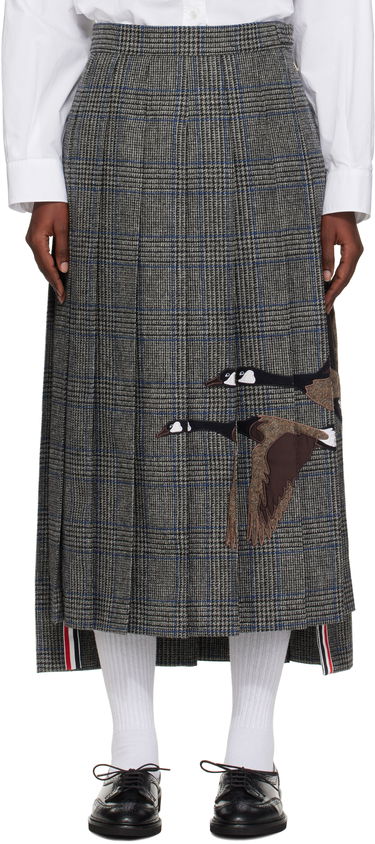 Пола Thom Browne Thom Browne Classic Pleated Maxi Skirt with Appliqué Сиво | FGCA24E-E1376, 0
