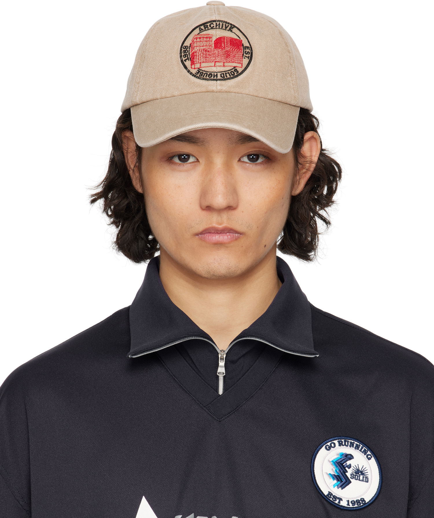 Шапка с козирка Solid Homme Solid Homme 'Solid House' Cotton Ball Cap Бежово | S251AC11, 0