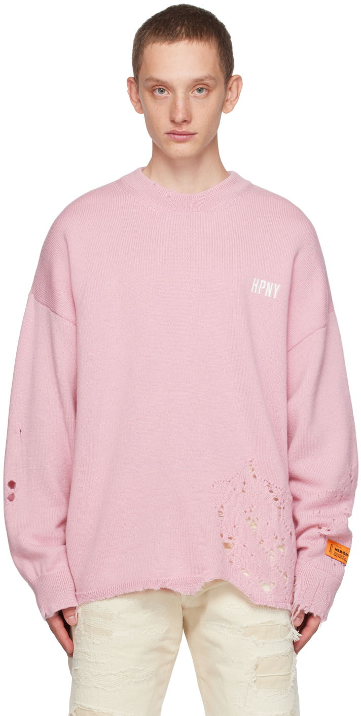 Пуловер HERON PRESTON Shredded Crewneck Розово | HMHE011F23KNI0013010, 0