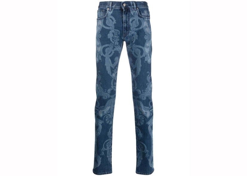 Дънки Versace Baroque-Print Skinny Jeans Blue Синьо | 1006078-1A04164-1D030
