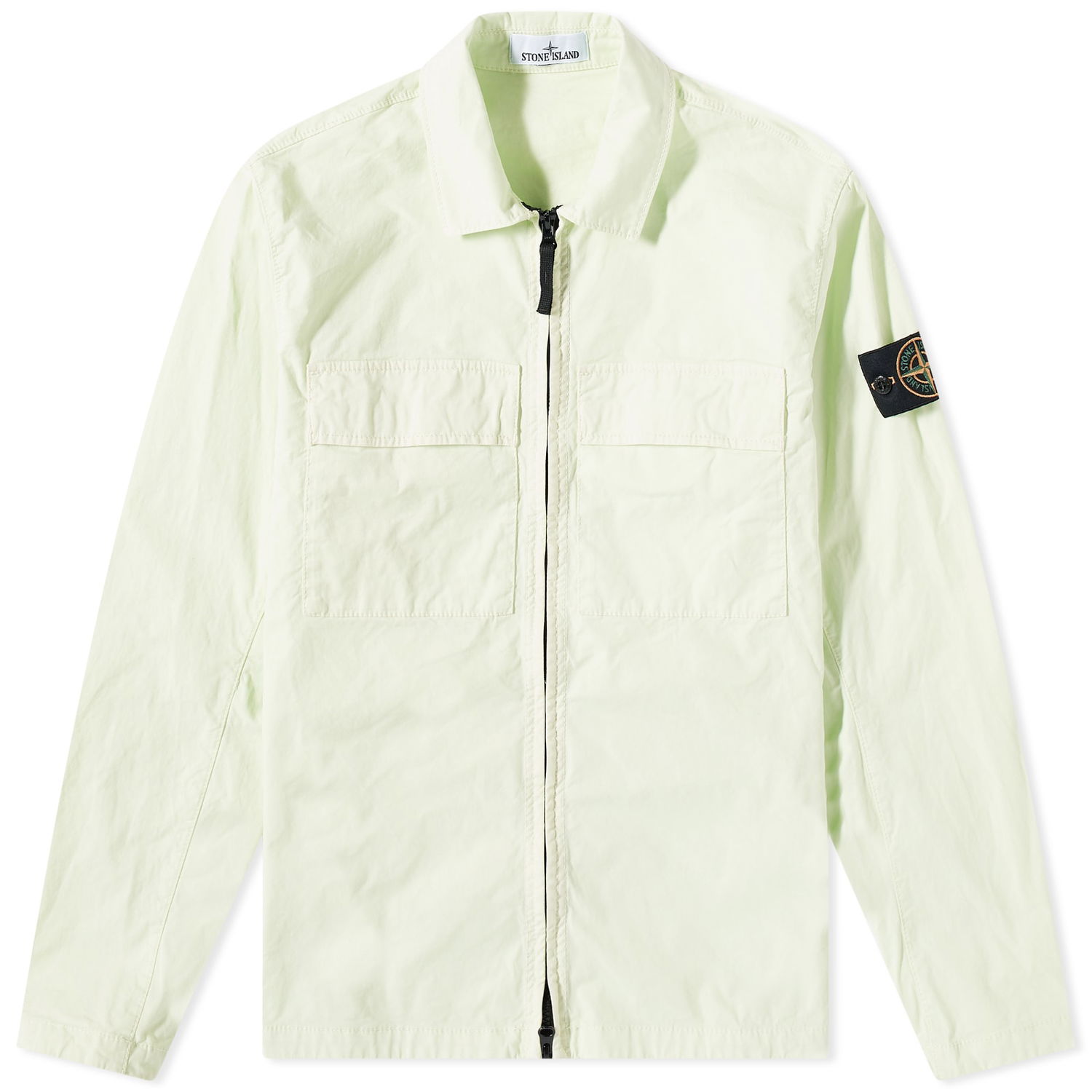 Яке Stone Island Supima Cotton Twill Stretch-TC Zip Shirt Jacket Зелено | 781510210-V0052, 0