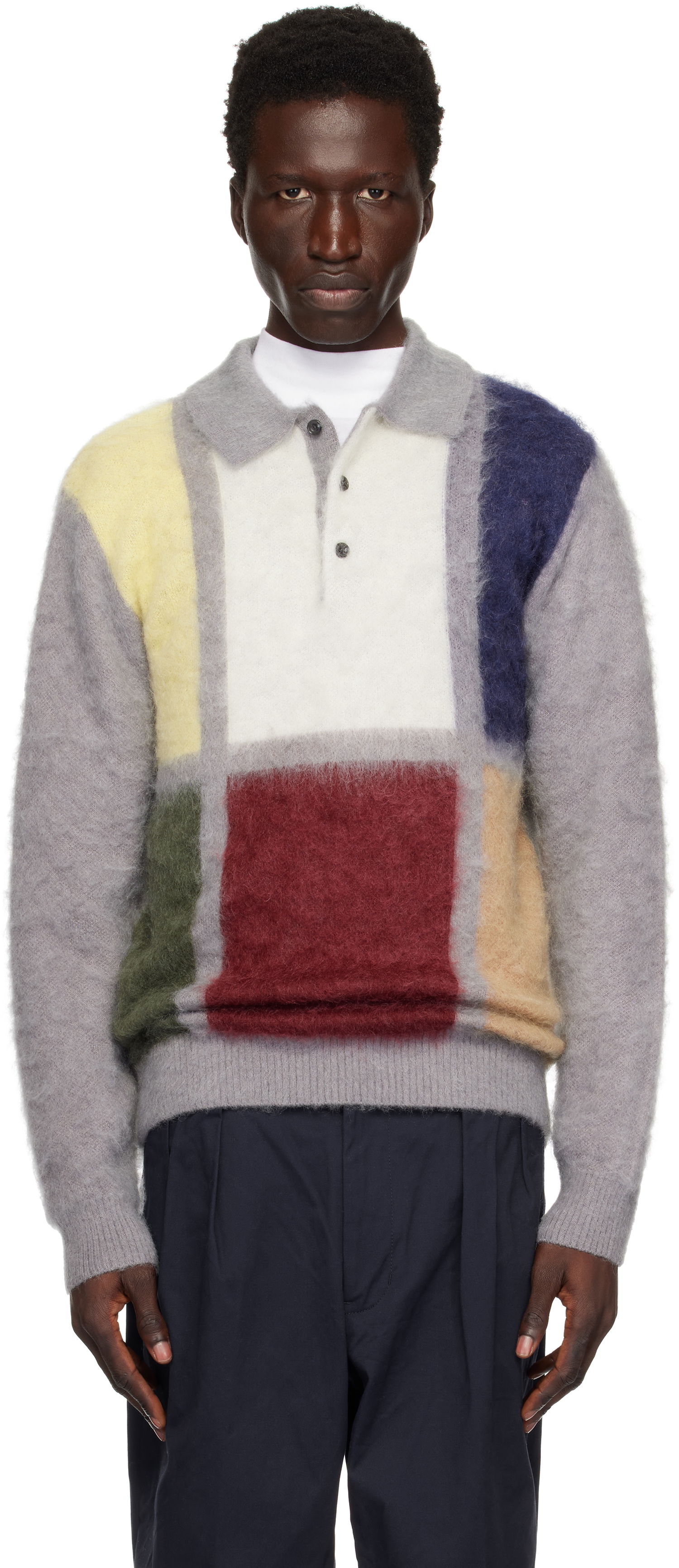 Пуловер BEAMS BEAMS PLUS Knit Shaggy Polo Многоцветен | 38120031048, 0