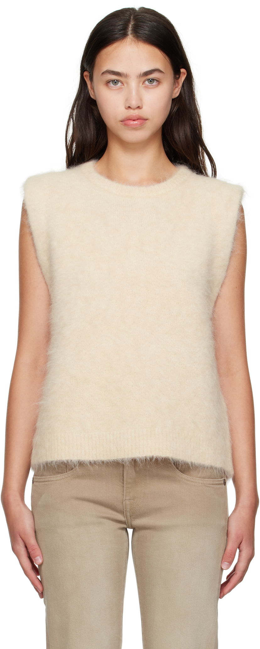 Жилетка R13 R13 Deep Armhole Knit Vest Бежово | R13WY294-Y197A