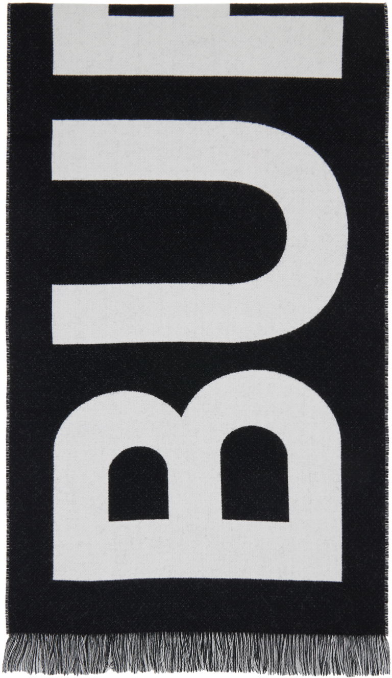 Шал Burberry Jacquard Logo Scarf Black & White Черно | 8054214, 0