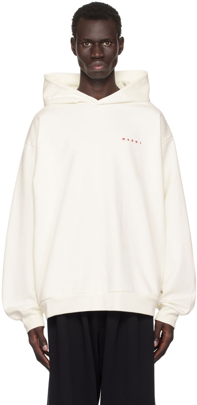 Суитчър Marni Wrinkled Logo Hoodie Бяло | FUMU0067PO USCW96, 0