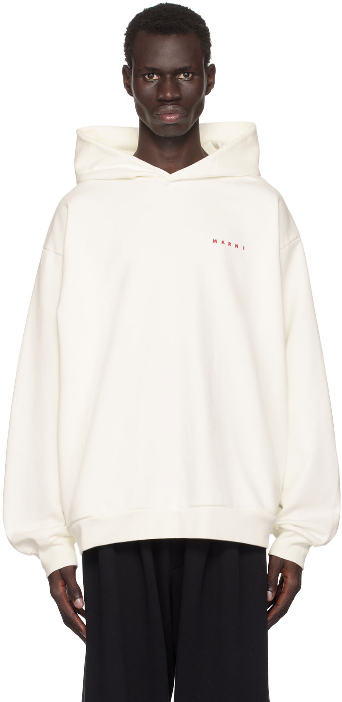 Суитчър Marni Wrinkled Logo Hoodie Бяло | FUMU0067PO USCW96