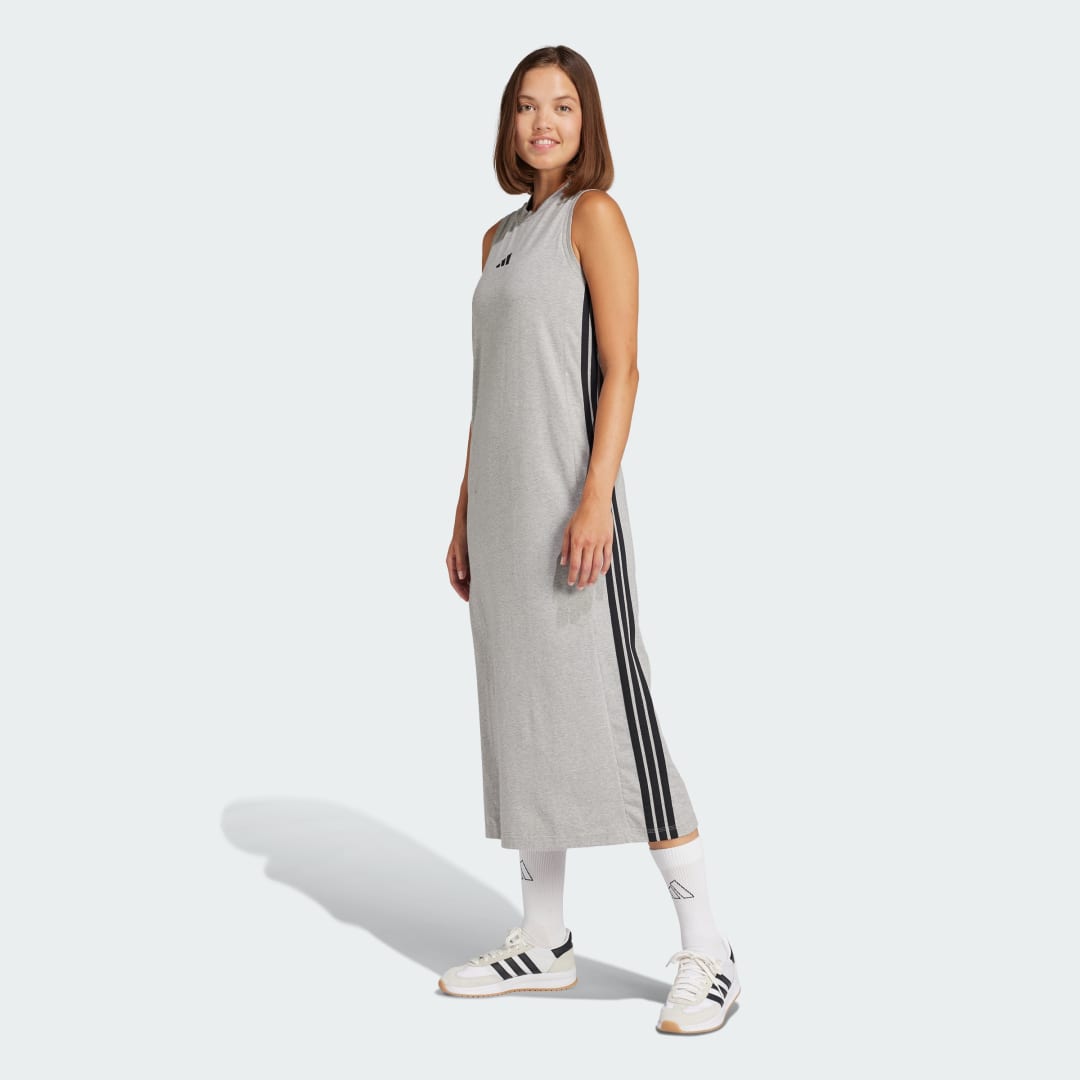 Pокля adidas Performance Essentials 3-Stripes Long Racerback Sport Dress Сиво | JD5000, 0