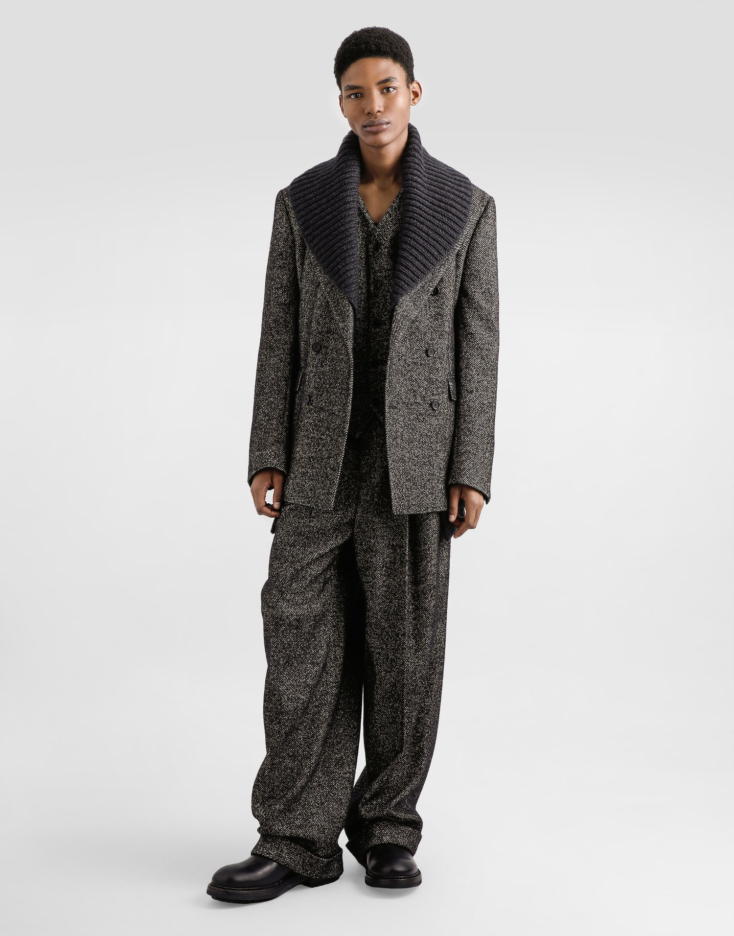 Яке Dolce & Gabbana Dolce & Gabbana Double-Breasted Chevron Wool Jacket Черно | G2VT6TFCBAJS8030, 1