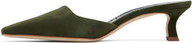 Грижа за обувките Manolo Blahnik Manolo Blahnik Moiramu Suede Mules Зелено | 225-1957-0003, 2