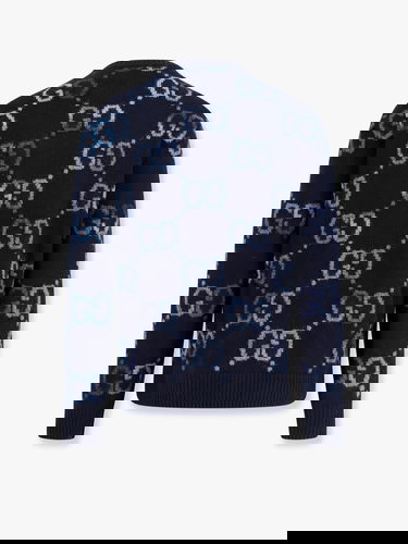 Пуловер Gucci Navy Blue Sweater with Pattern Тъмно синьо | 770509XKDSJ4735, 1