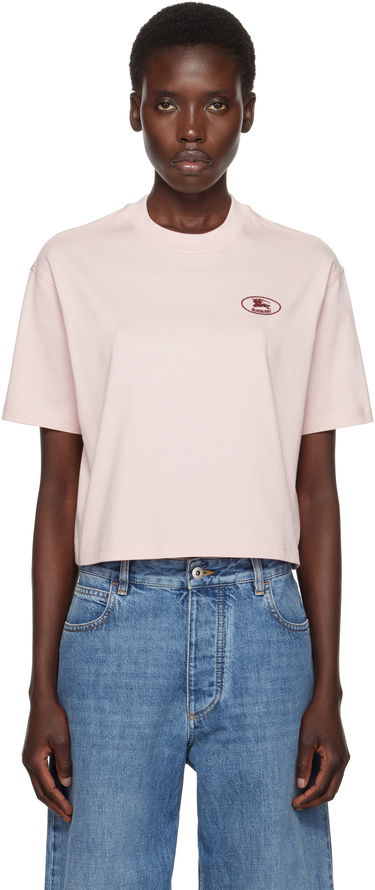 Съкратен топ Burberry Burberry Cropped Cotton T-Shirt Розово | 8110083, 0