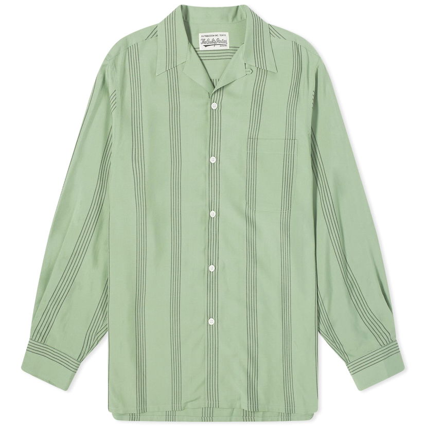 Риза WACKO MARIA Long Sleeve Striped Vacation Shirt Зелено | 24SSE-WMS-OC01-GRN