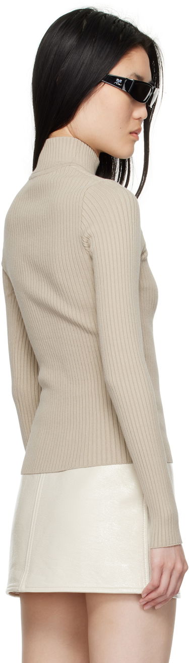 Пуловер Courrèges Courrèges Reedition Rib Knit Mock Neck Sweater Бежово | PERMPU022FI0001, 2