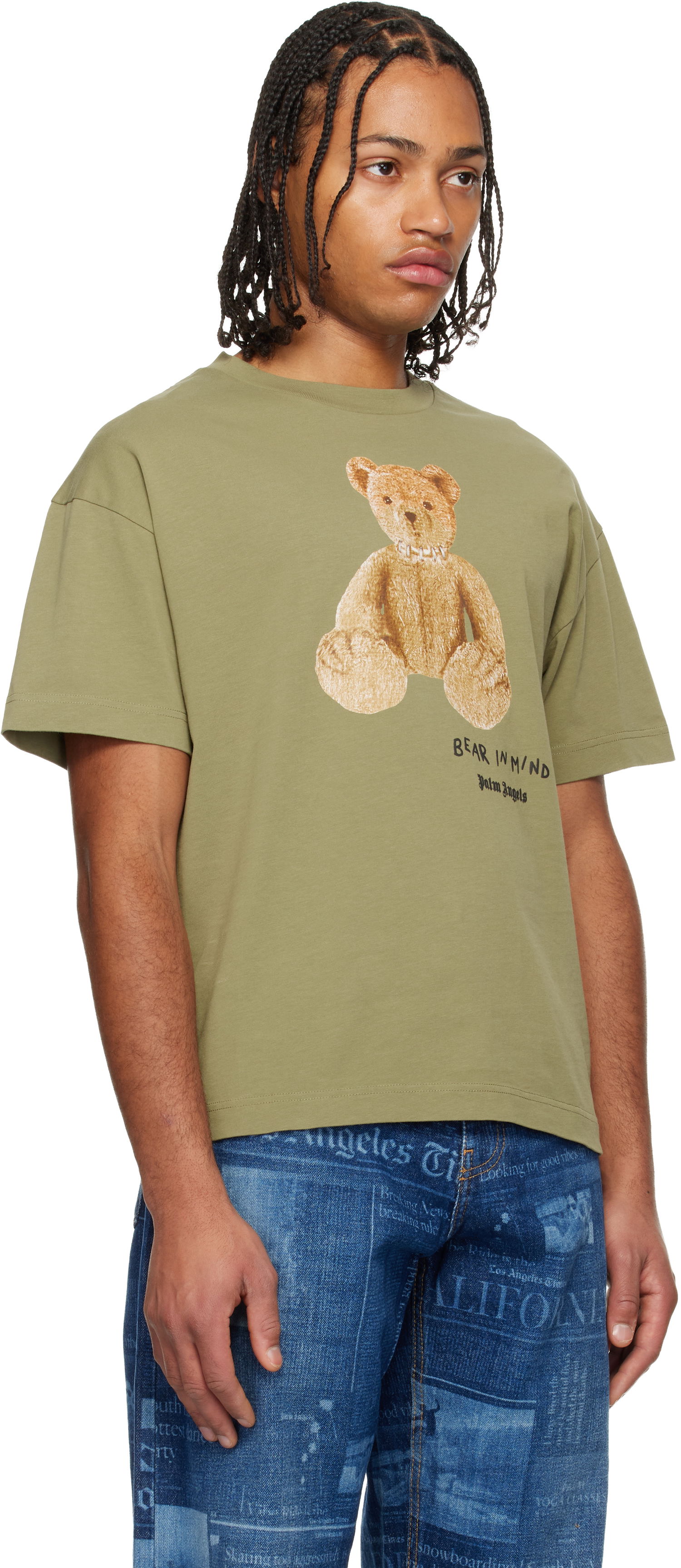 Тениска Palm Angels 'Bear In Mind' Regular T-shirt Зелено | PMAA109F25JER00A5860, 1
