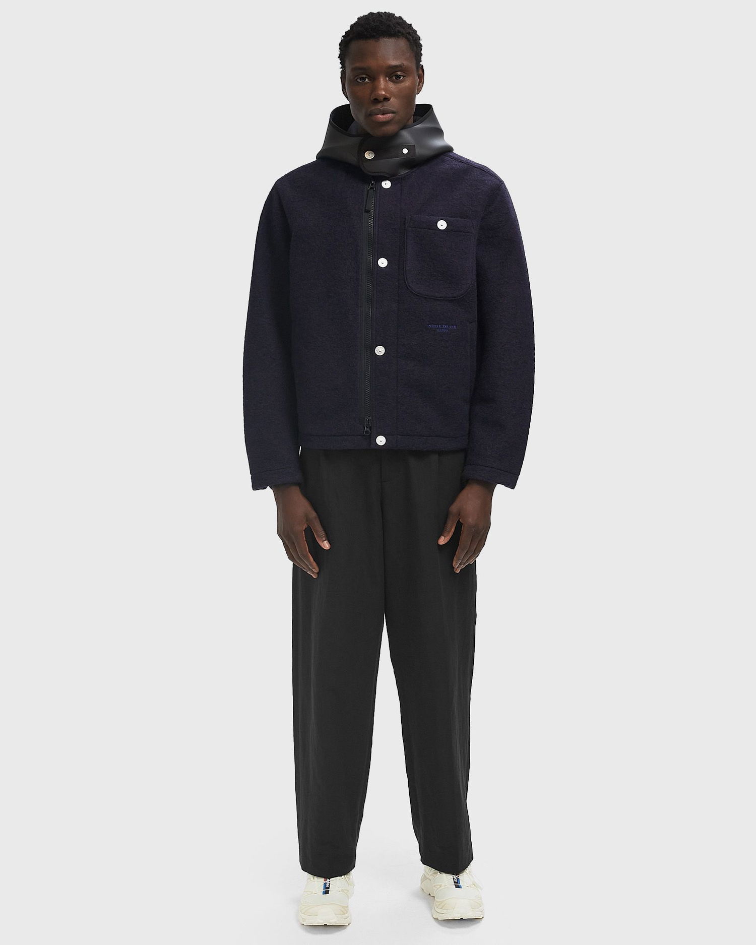 Яке Stone Island Fleece Jacket with Neoprene Hood Тъмно синьо | K2S15Q100021S0X22.V002A, 1