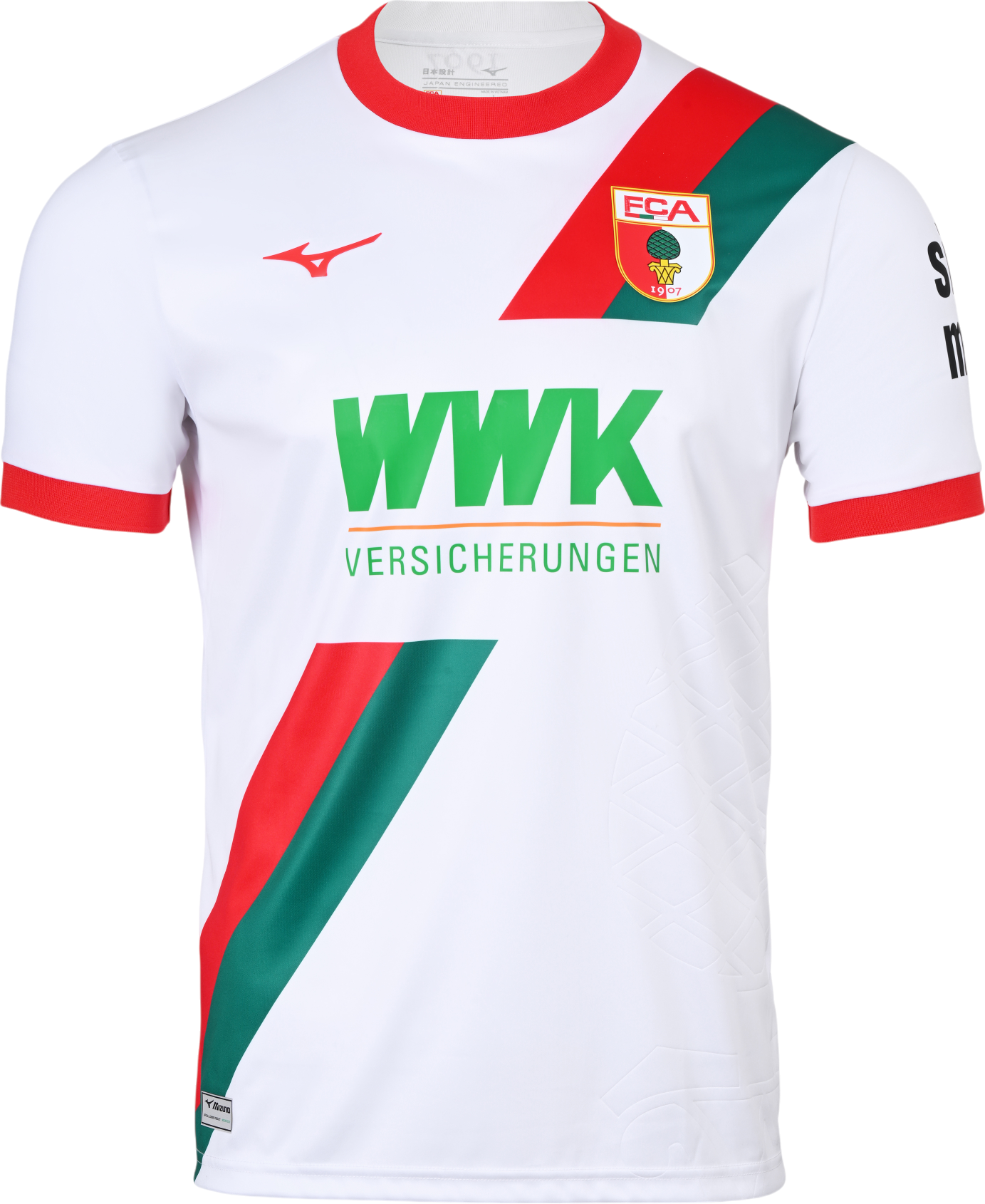 Фланелка Mizuno FC Augsburg Home Jersey 2025/26 Бяло | p2gacx10-01, 1